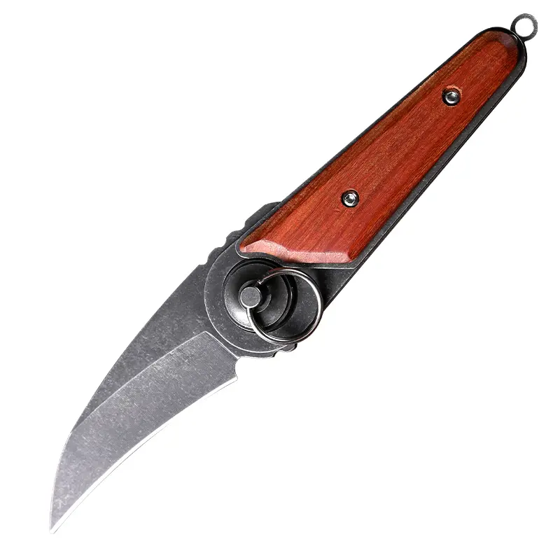 【MRC】Compact Folding Knife - Stainless Steel Blade & Wooden Handle - Ideal for Camp Cooking and Outdoor Meal Prep