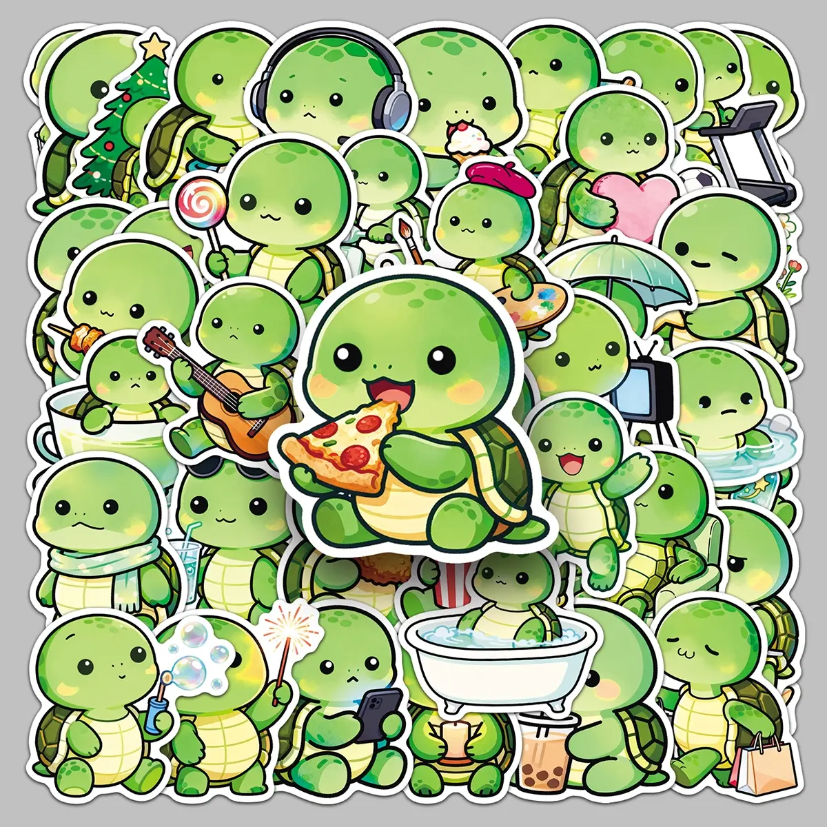 50pcs cartoon bean eye turtle sticker cute creative storage box refrigerator desktop personality trend sticker Decorative Stickers Sticker Sheets Sticker Packs Sticker Set