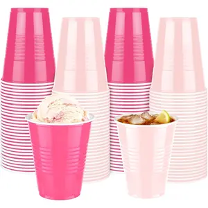 120 Pieces 16 oz Cups Light Pink and Hot Pink Disposable Cups Drinking Cup Bulk for Baby Shower Birthday Wedding Gatherings Festive Celebrations