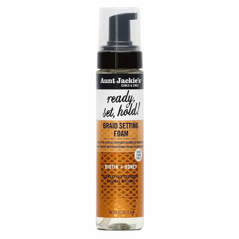 Jackie's Biotin & Honey Braid Setting Foam 8.5 oz Mousse Gel Haircare Moisturizer for Strong, Frizz-Free Braid and Twist Maintenance - Hydrating