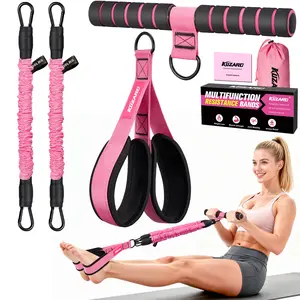KUZARO Upgraded Pedal Resistance Band – Durable Latex Tubes, Soft Foot Pedals, Sit-Up & Stretch Fitness Equipment