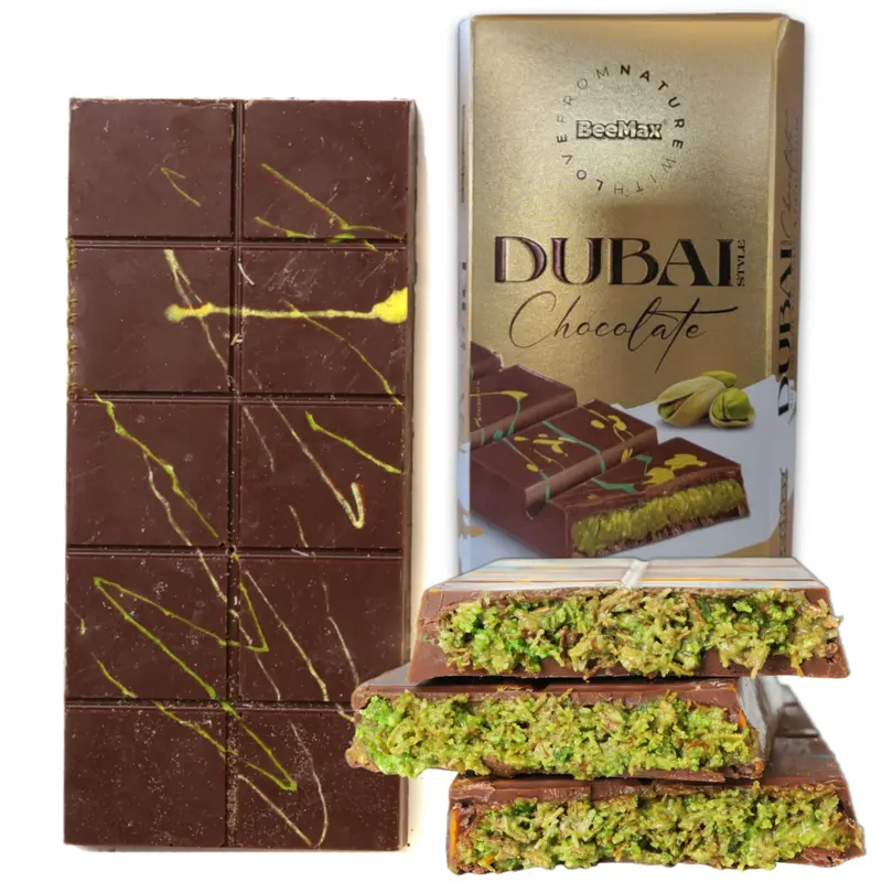Dubai Chocolate Bar - 3.4oz And 7oz Chocolate Bar with Sugar, Dessert Snack, Perfect for Enjoying Anytime Bonbon Cocoa Flavor