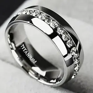 1 Piece minimalist rings Never Fade Stainless Steel Ring Men Women Couple Ring Single Row Full Diamond Cuban Ring Engagement Wedding Band friendship rings