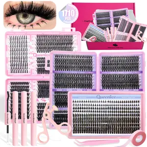 Large Capacity False Lash Gift Box Set, individual Lash, DIY Eyelash Extensions, Long-Lasting, Mixed Daily/Thick/Spike/Fluffy Style, With Glue/Tweezers/Eyelash Curler/Tape, Reusable, Preferred for Personal Use and Gifting/Mother's Day Gift, Makeup