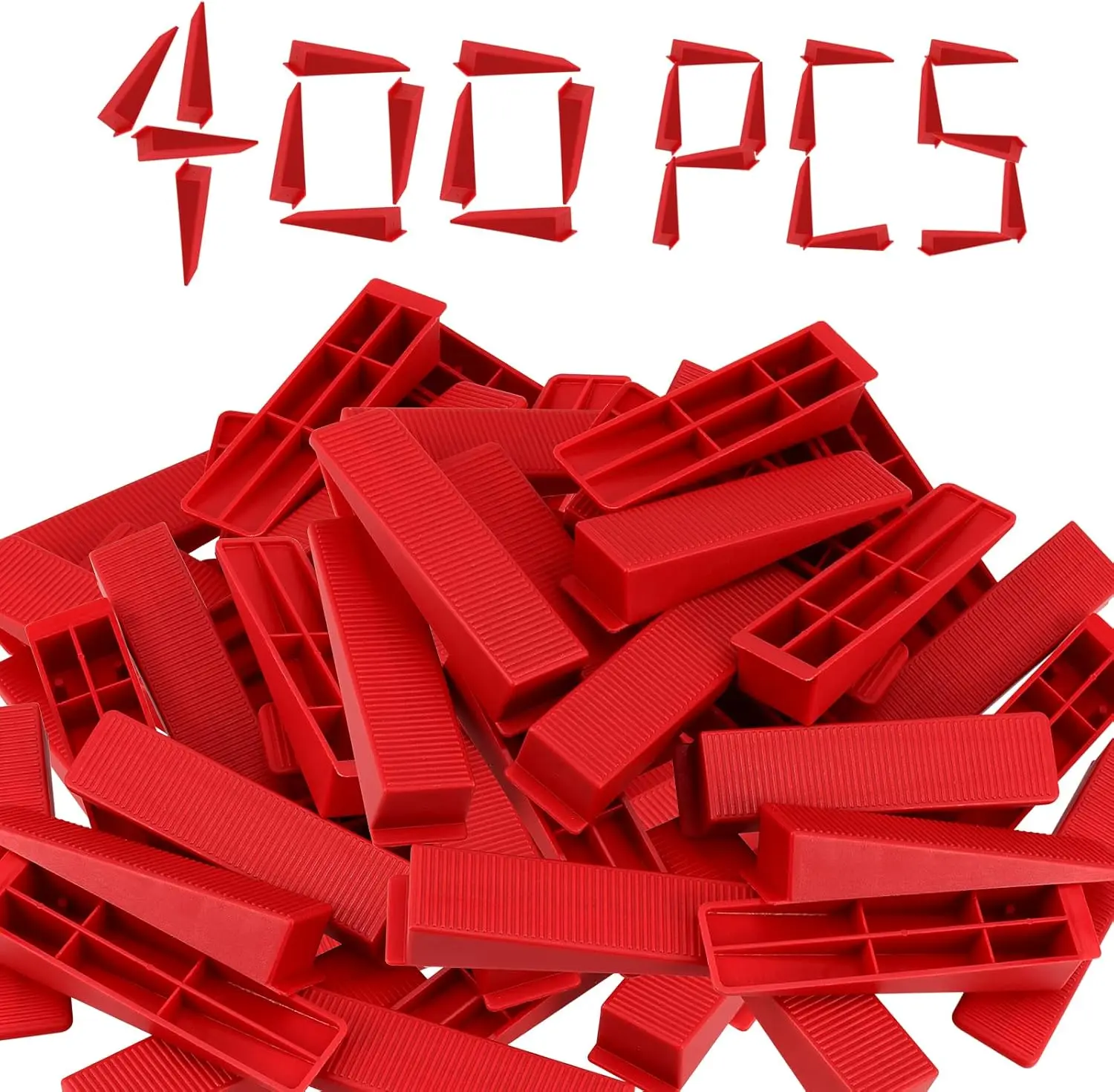 400 count Tile Leveling System Wedges  for 1/8, 1/16, 1/32 Inch Spacers for Tile Leveler Installation, Red