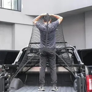 Truck Bed Cargo Net Highly Elastic, Cargo Net Organizer Mesh, Stretchable Compact Storage for ATV SUV UTV Truck Boat, Simple Heavy Duty Cargo Net for Furniture Camping Gear Storage Organizer