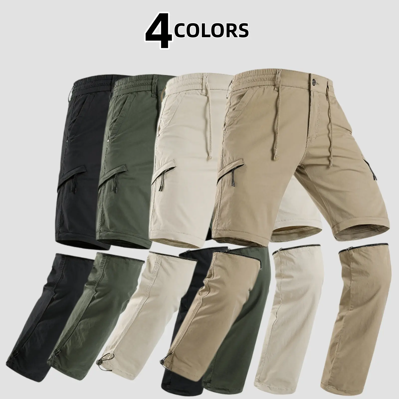 Men's Convertible Cargo Pants Zip-Off Legs Elastic Waist Multi Pocket Trousers 2-in-1 Value Design Quick Dry Water Resistant Stretch Durable Lightweight for Men Hiking Camping Work Outdoor Tactical Use