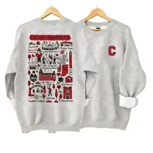 Custom University Hand Sketched Sweatshirt - Ash Grey, Personalized College Crewneck, Game Day Sports Outfit, Gift for Fans, Menswear & Womenswear