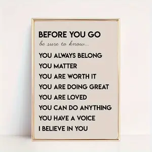 Print Painting 1pc Inspirational Quote Canvas Print, Frameless Polyester Wall Art, Minimalist Classroom Decor, Motivational Gift for Students