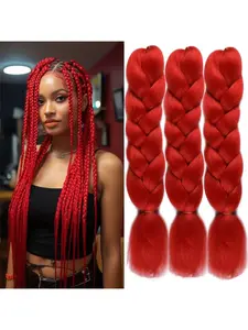 24" 3 pcs Large Unisex Jumbo Braiding Hair Extensions, High Temperature Fiber, Perfect for Holiday Party, And Daily Use