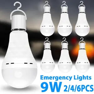 Kasotile Rechargeable Emergency Light Bulb, 9w LED Daylight, E27/e26 Base, Hook and Switch, Home Camping Tent Power Outage Lighting