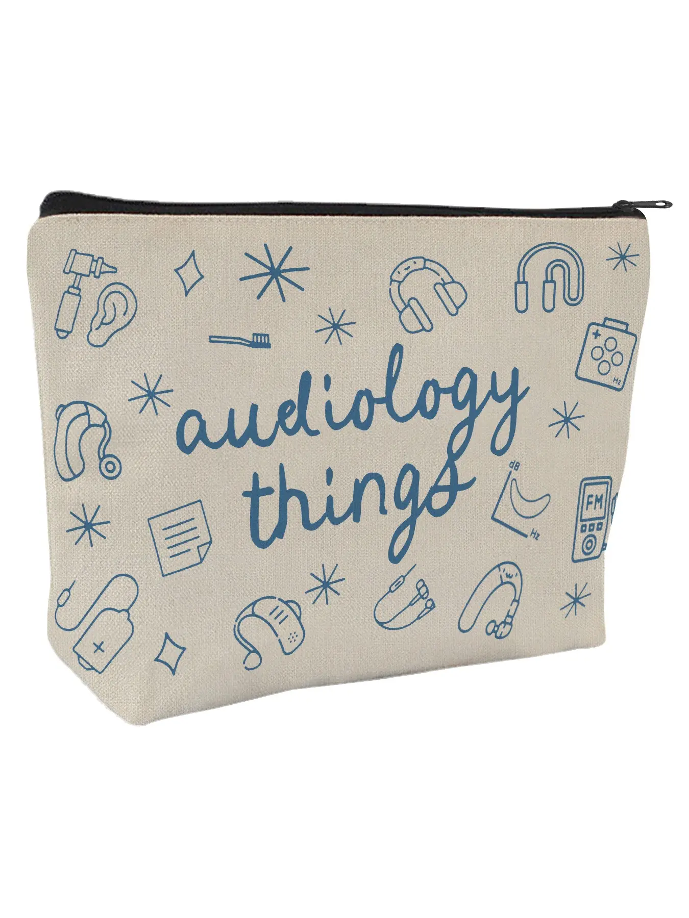 Audiology Large Capacity Makeup Bag, Makeup Storage Pouch - ENT Specialist Pouch for Hearing Aids, Batteries & Cosmetics, Travel Organizer Gift for Her, Audiologist on Christmas, Birthday, Medical Professional Accessories