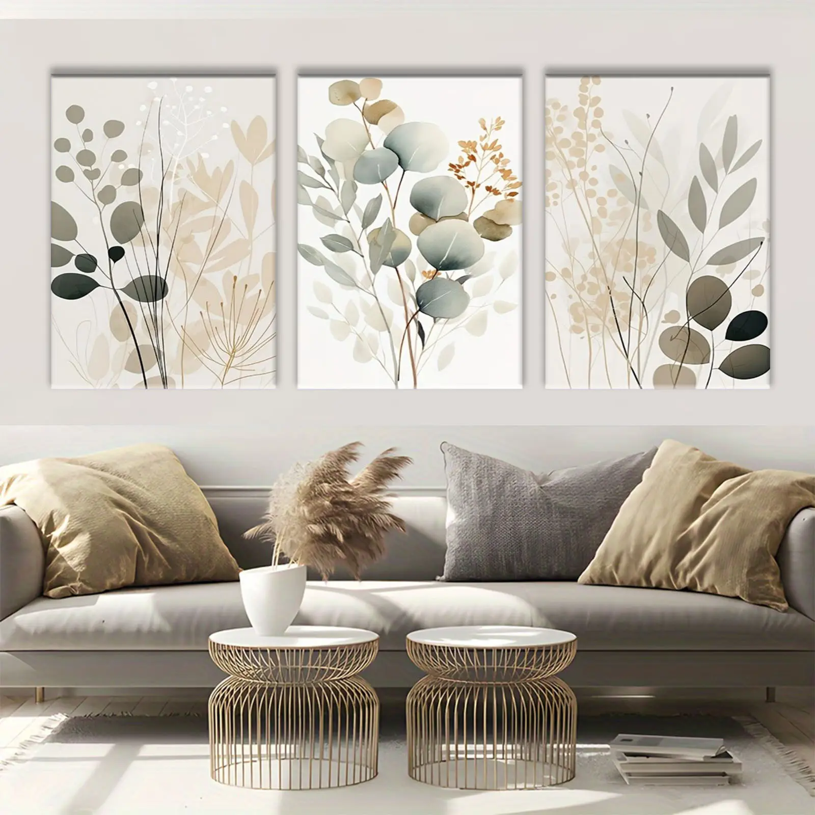 3-Piece Framed Canvas Art Set - 8"x12" Aesthetic Wall Arts, Artistic Abstract Tree Branches 2D Prints, Eco-Friendly Nature-Inspired Wall Decor, Decor Inspo Ready-to-Hang Home Gift for Living Room, 12"X16"
