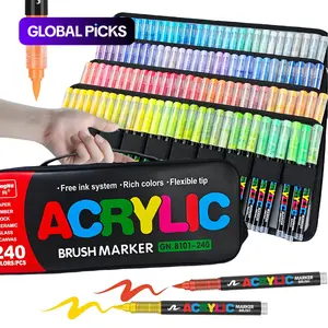 Acrylic Brush Marker Pen Set, Art Markers Pen Waterproof Soft Brush Nib Paint Markers for Glass, Plastic and Paper