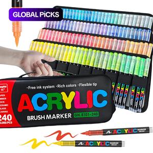 acrylic brush marker pen, 1 set waterproof pen with soft brush nib, acrylic paint markers, art paint marking set for glass stone wood plastic paper, brush tip markers