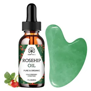 Gua Sha Massage Tools & Rosehip Oil in One Set, Nature Jade Stone Facial Gua sha Products for Skin Massage