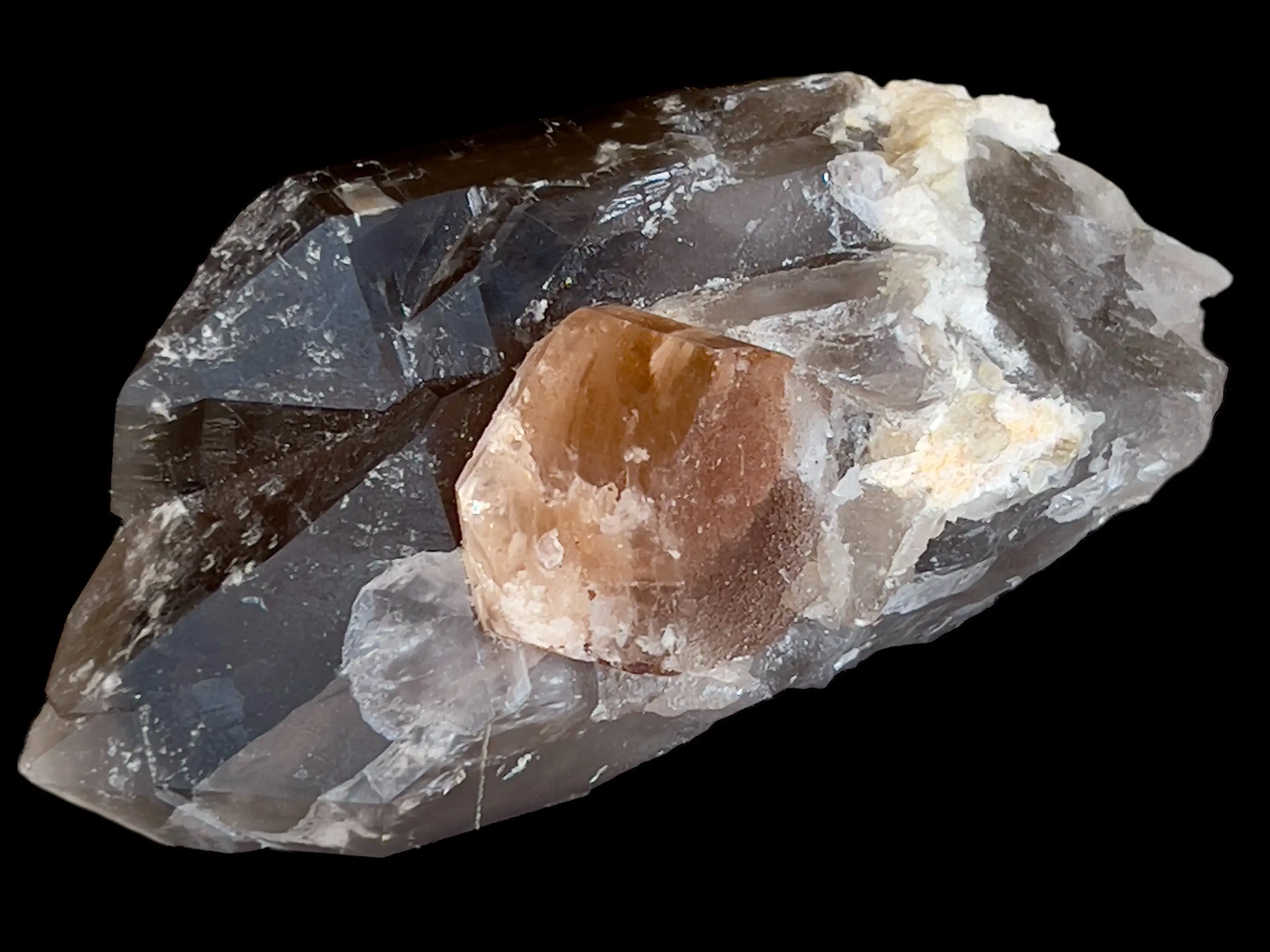 Sherry Topaz with Smoky Quartz Crystal, Rare Crystal Topaz natural crystal