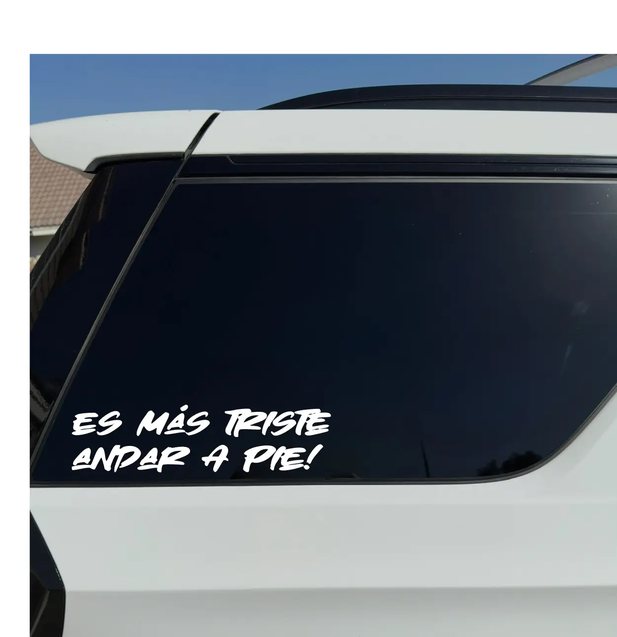 Humorous Text Vinyl Car Stickers - "Es Mas Triste Andar a Pie!", 4x4x4" Long-Wearing Flexible Self-Adhesive Decals, Easy-Apply Car Exterior Upgrade Accessory for Smooth Vehicle Surfaces