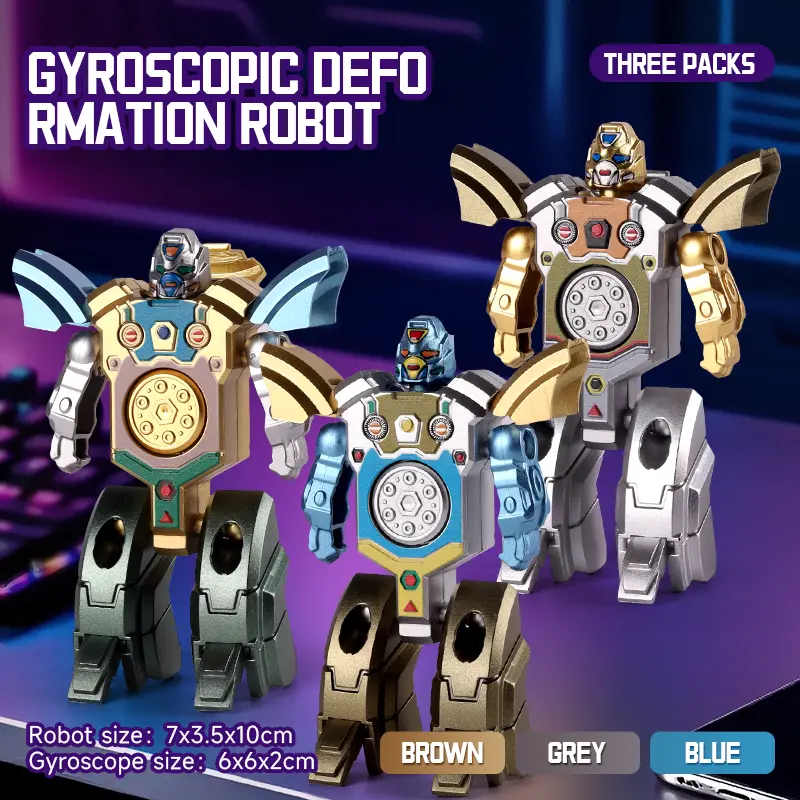 3pcs Transformable Fidget Spinners for Kids Party Favor, Deformable Robot Spinner Fidget Toys, Fingertip Gyros Stress Relief Sensory Toy Stocking Stuffers Bulk Gifts Kids Classroom Prizes