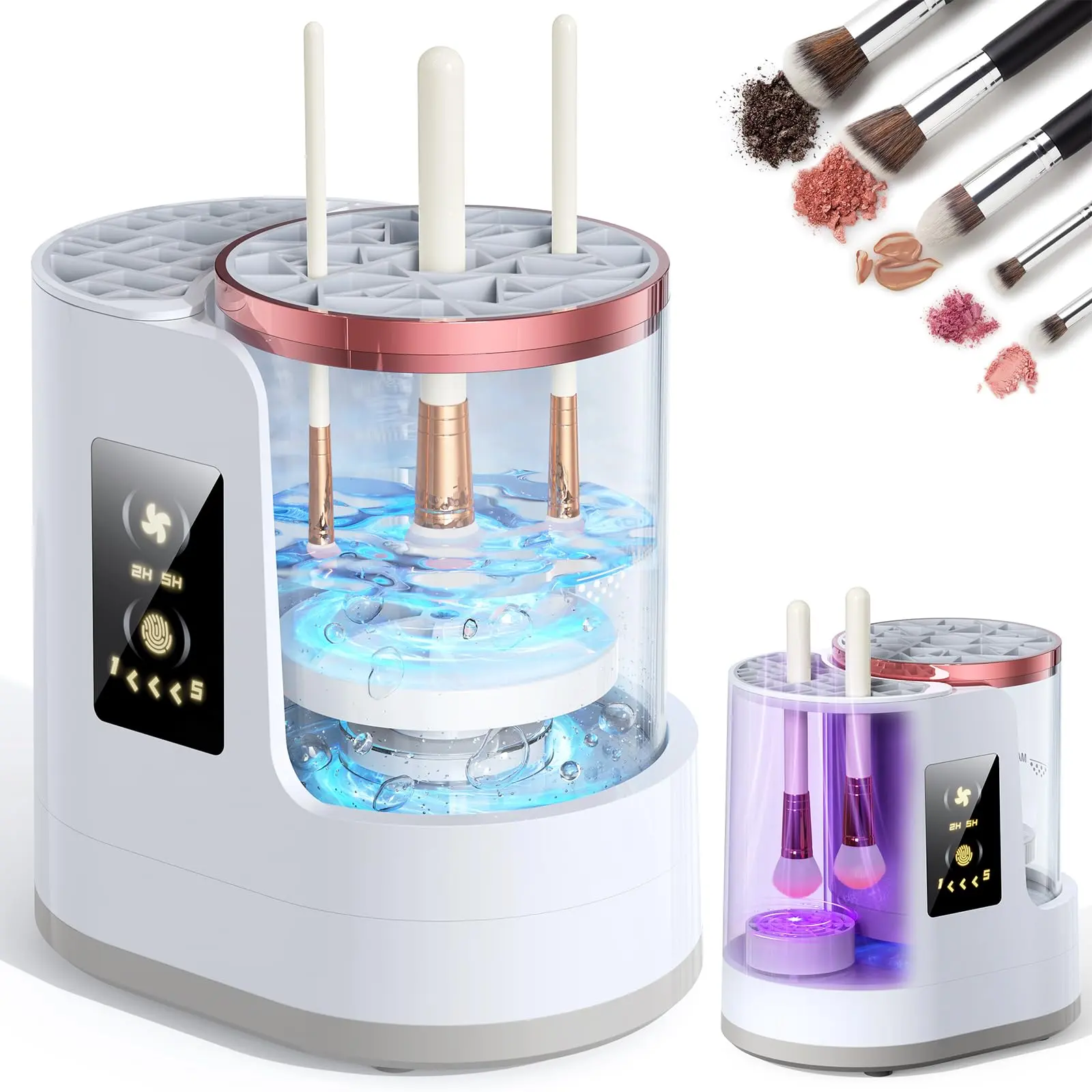 3-in-1 USB Rechargeable Electric Makeup Brushes Cleaner & Dryer - Portable Fast Spin Deep Cleansing Brush Cleanser for Sponges, Foundation, Bristle Tools, Cosmetics Accessories, Party Gift Home Supply