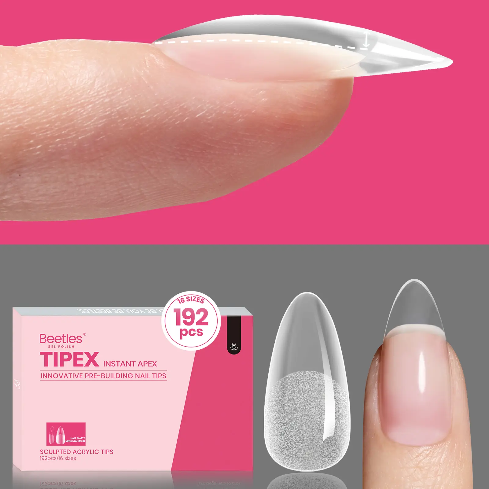 beetles Gel Polish Tipex Instant Apex Acrylic Press On Nails, Pre-Etched & Pre-Built for Easy Nail Extension - Stiletto, Almond, Square, Coffin Shapes