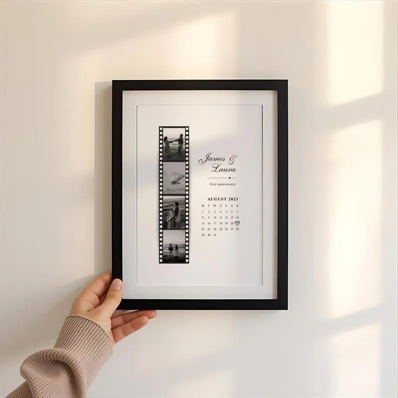 Personalised Couples Anniversary Gift Poster, Custom Photo Print with Calendar, Ideal for Valentines Day Gift, Christmas Gift, Couple Wall Art