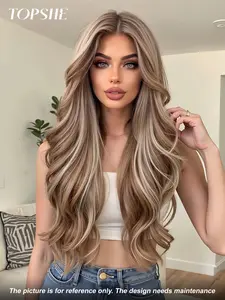 28 Inch Long Wavy Wigs for Women, Gorgeous Fluffy Wigs without Bangs, Synthetic Lace Front Wigs for Party, Daily Use,  Wigs That Look Like Real Hair