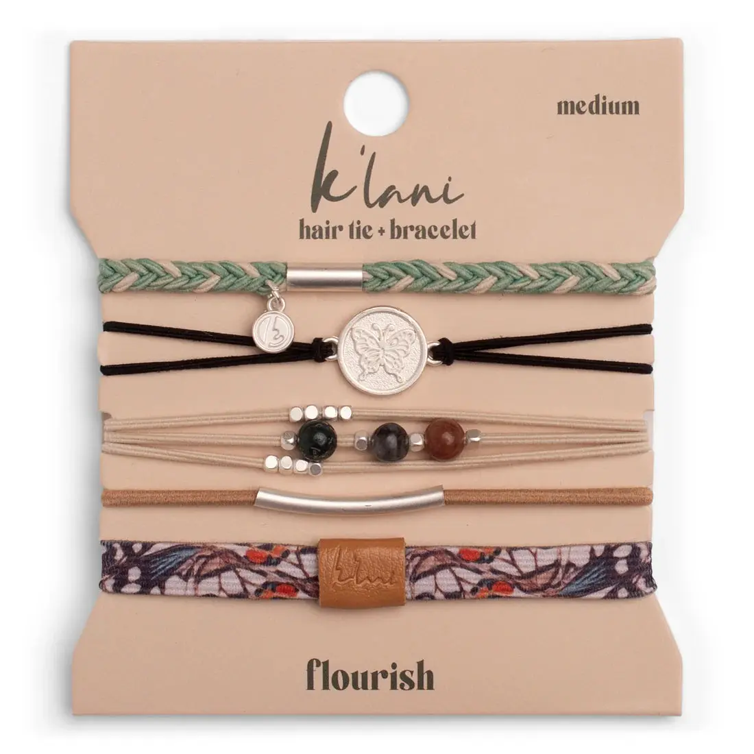 "Flourish" Natural Butterfly Hair Tie Bracelets