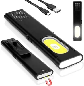 EDC Flashlight Mini LED Light Torch COB with Magnet & Clip,  500 LM Bright, aluminum alloy, Focused Light, USB-C Rechargeable Flashlight, IPX6 Clip Lamp, Small Flashing Light for Runners, Camping