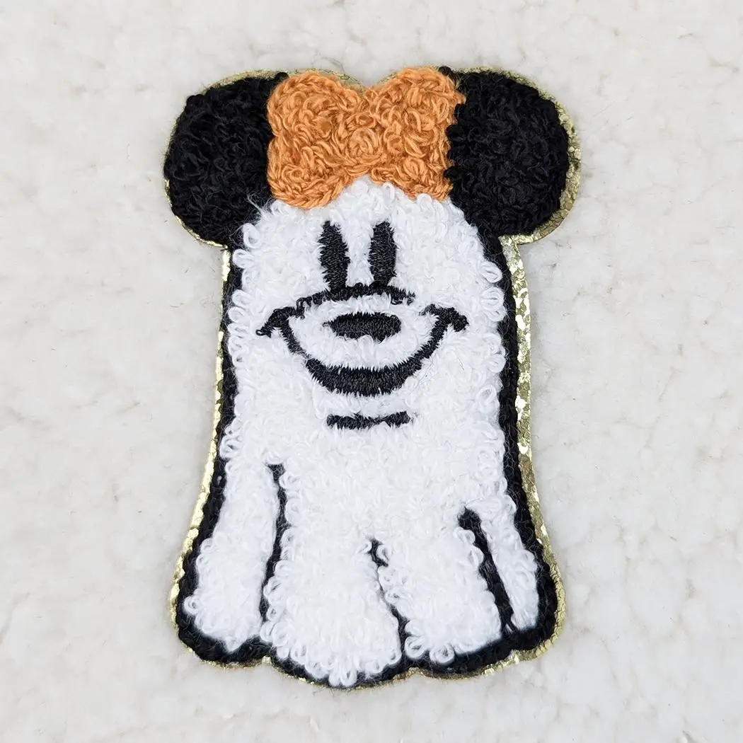 GIRL Mouse Ghost Glitter Chenille HAT/POCKET Patch