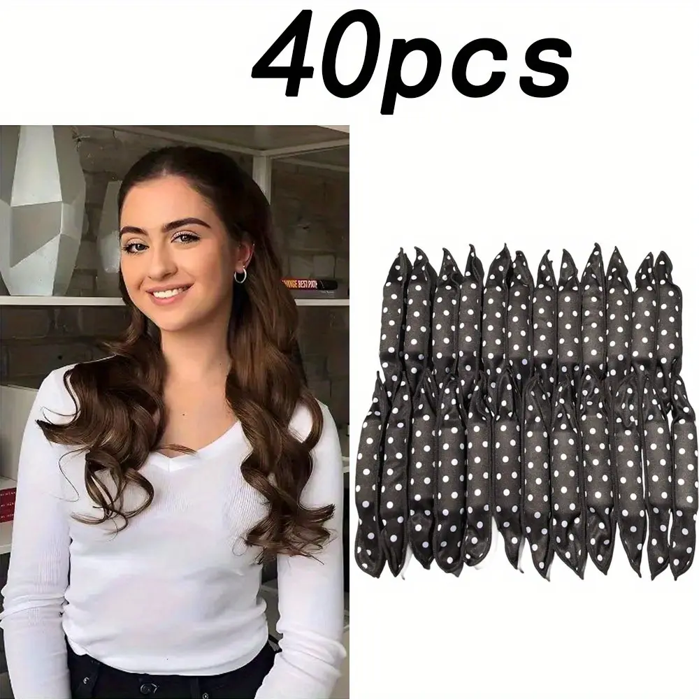 40 Pieces Soft Curlers Hair Rollers Overnight Heatless Pillow Rollers for Hair Satin Sponge Curlers to Sleep in No Heat for Long Short Styling Tools