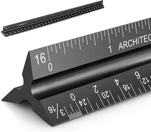 12" Architectural Scale Ruler Aluminum Architect Scale Triangular Scale Ruler for Architects, Draftsman, Students and Engineers, Black Hutou