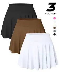 Women's 2 in 1 Solid Color Skort, Casual Comfy Elastic Waist Skort for Daily Wear, Tennis Attire, Ladies Bottoms for All Seasons, Casual Sporty Skort, Sporty Breathable Skorts