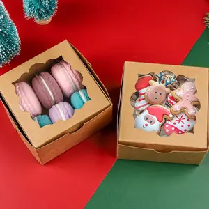 50 Pack 4x4x2.5 Inch Bakery Boxes with Window - Dessert, Cake, Muffin & Donut Boxes (Brown)