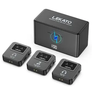 LEKATO Wireless in-Ear Monitor MS-20 Charging 30H Battery Life with Box 2.4G IEM System 1Transmitter 2 Receivers Auto-Pairing OTG Support,One to More in-Ear Monitoring for Studio Live Singer Band