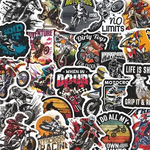 55Pcs Motocross Dirt Bike Stickers Pack, Waterproof Extreme Motocross Racing & Off-Road Motorcycle Vinyl Decals for Laptop, Water Bottle, Skateboard & Journal, Motocross Fan Gift