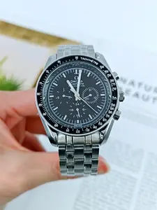 Top Luxury Waterproof Multifunctional Men's Watch, Business Casual Quartz Watch, Stainless Steel Butterfly Buckle Strap, Fashion Accessory