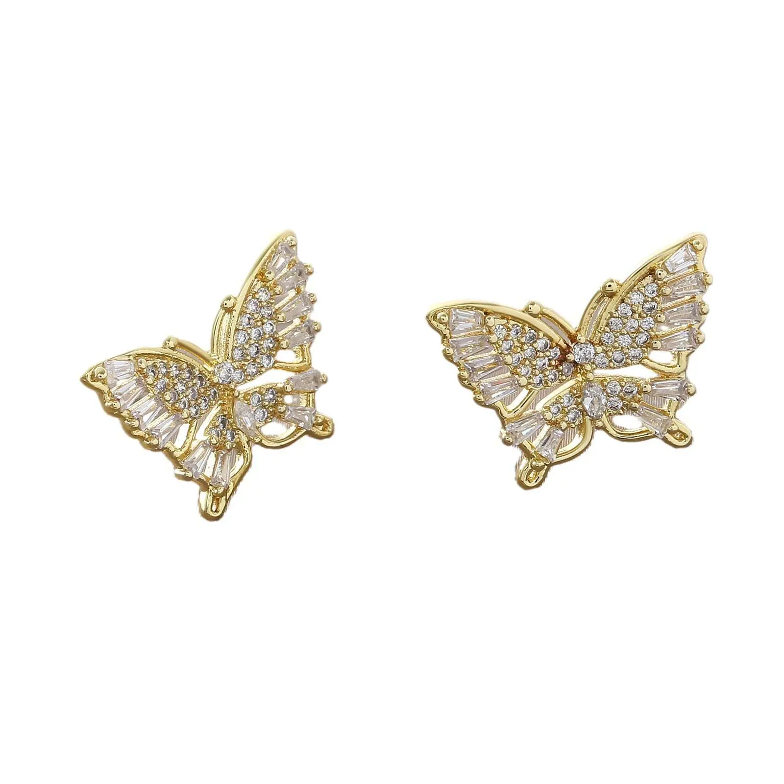 Fashionable Lightweight Zircon Hollow Butterfly Earrings Pair, Women's Birthday Gift Jewelry, Fashion Earring