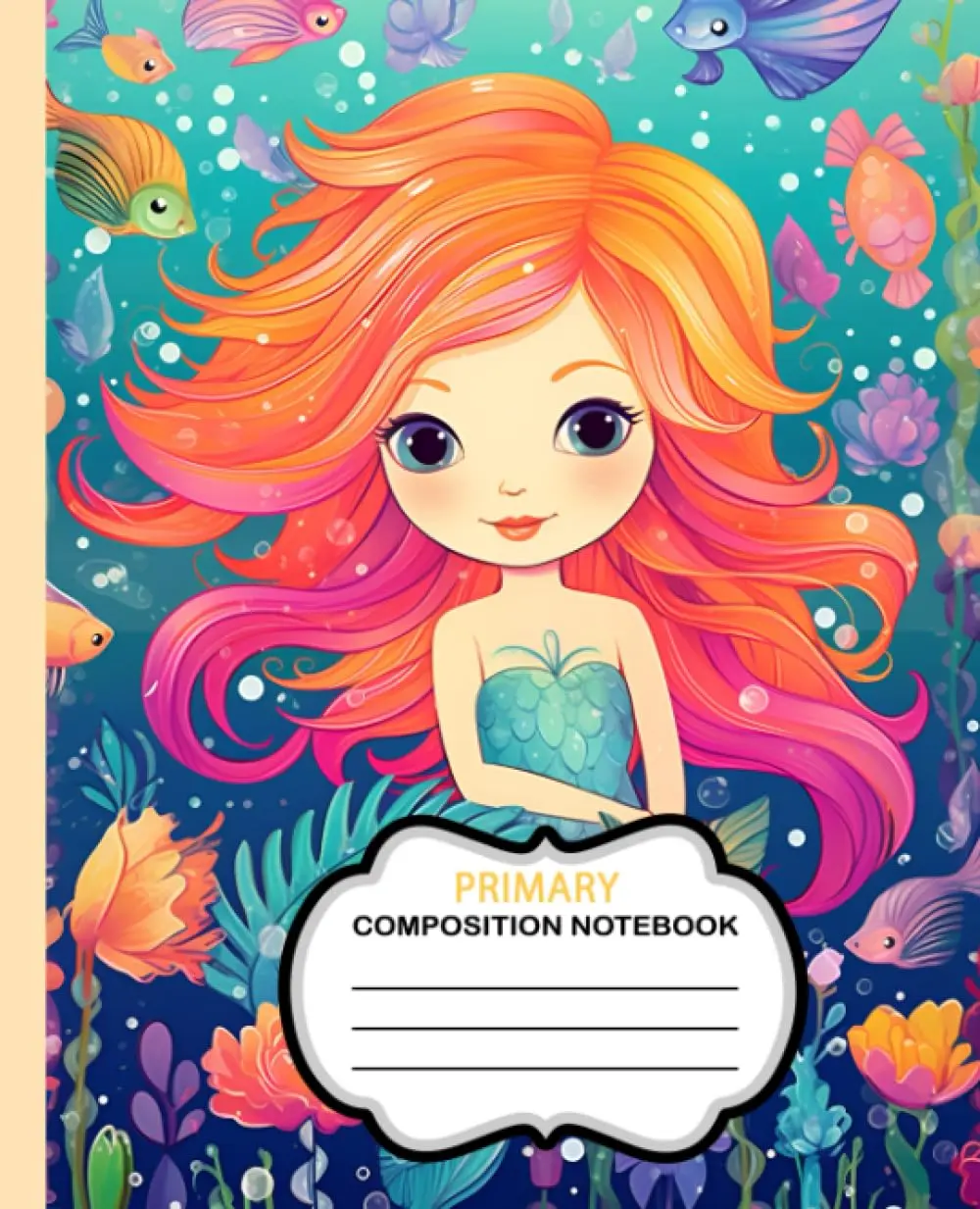 Primary Composition Notebook with Picture Space - , Pre-K, Grades K-2, 110 Pages, 9 3/4 x 7 1/2: Mermaid Story Journal Handwriting Workbook for Kindergarten -Writing Fun