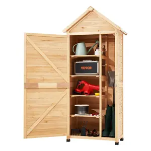 VEVOR Outdoor Wooden Storage Shed Waterproof Garden Tool Shed 28x63 inch Sloping Roof