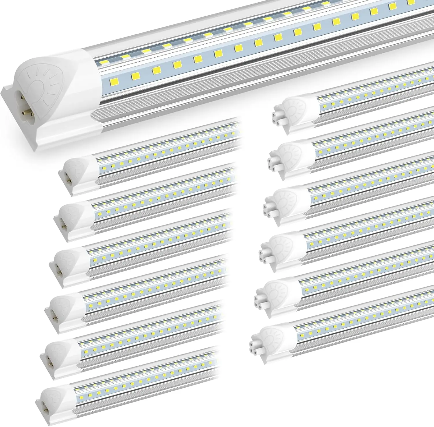 GE 12-Pack ETL 8FT Shop Light 100W 15000LM 6500K | Linkable V-Shape Led Shop Light | Plug & Play T8 Tube Lights for Garage, Warehouse, Basement | Ultra Bright Energy-Saving Commercial Lighting