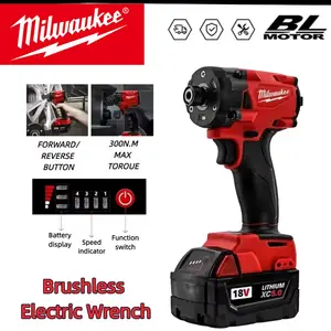 Milwaukee Cordless Electric Impact Wrench 300N.M Brushless Wrench Pin4 GEARS Power Tool Cordless High Torque screwdriver