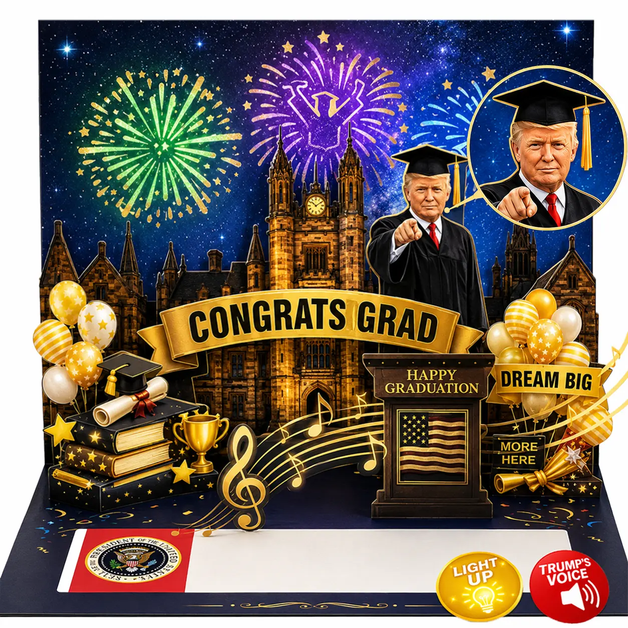 2026 Funny Graduation Cards 3D Pop-Up Graduation Greeting Card, Music & Lights – Class of 2026 Congrats Card for College, High School, Congratulation Graduate Gifts for Son Daughter Grandson