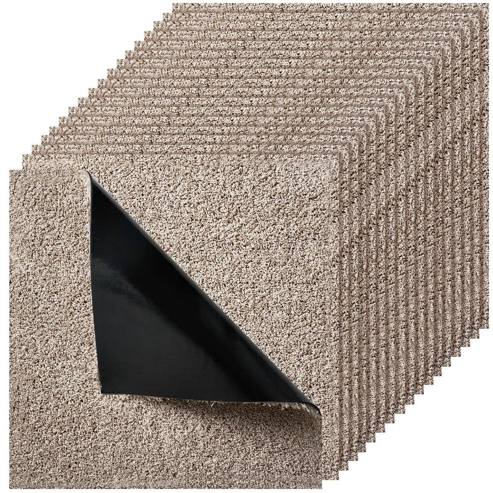 VEVOR Carpet Tiles 18x18 inch, 10 Pack Carpet Square Rug Detachable & Damage-free, Self Adhesive Home Floor Soft Plush Padded for 22.5sq.ft Coverage, Easy DIY for Living Room & Bedroom, Light Brown#BackToSchool