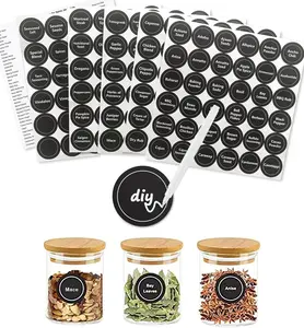 180 Spice Labels for Food Containers, Chalkboard Labels for Jars, Spice Label Stickers Herb Seasoning Kitchen Pantry Labels, Small Chalk Sticker Spice Jar Label round 168 Printed, 1 Erasable Chalk Seropy