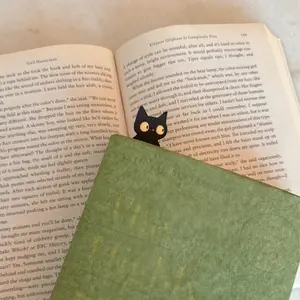 Peeking Black Cat Bookmark | Cute Bookmark for Book Lovers | Illustrated Cat Reading Accessory