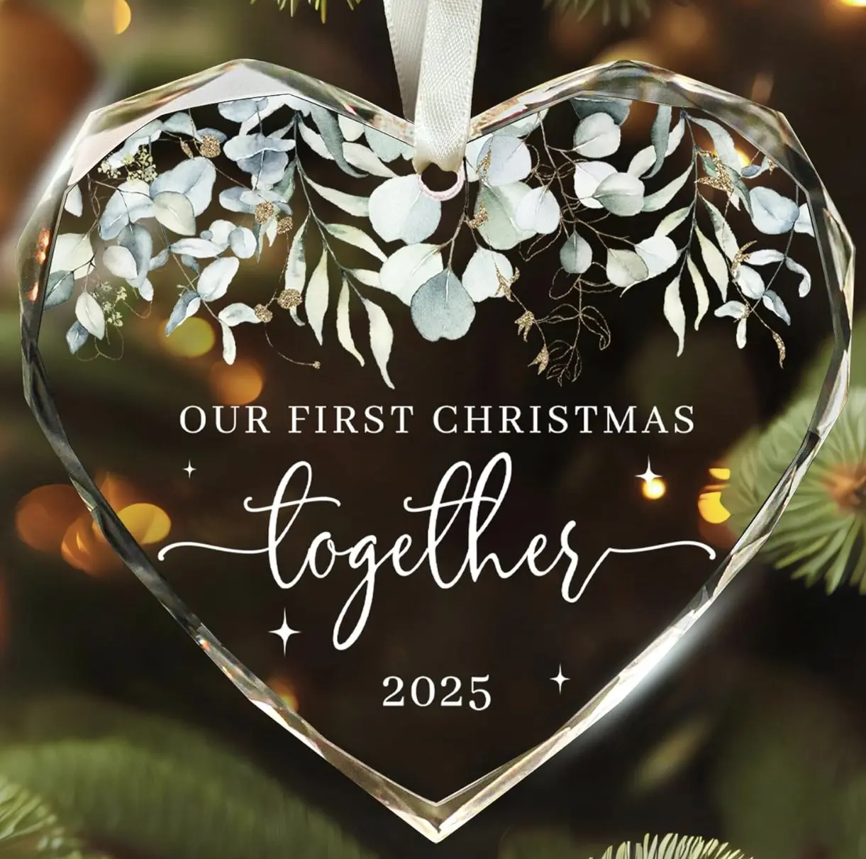 First Christmas Together Ornament 2025, Our Christmas Ornaments 2025 Gifts,Glass 1st Christmas Ornaments with Gift Box,First Christmas Together Gifts for Couple