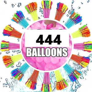 444 Pcs Quick Fill Water Balloons Set, Summer Outdoor Fun Party Toys, Family Water Fight Game Props, No Knotting Required