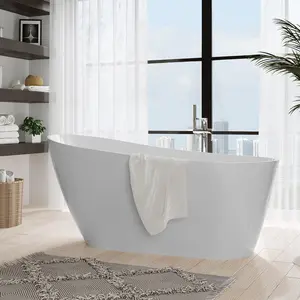 Garvee 67 Inch Acrylic Freestanding Bathtub, Bathtub with Matte Drain and Overflow, Modern Square Tub with Deep Ergonomic Design and Double-Walled Insulation, Double-Walled Insulation, cUPC Certified