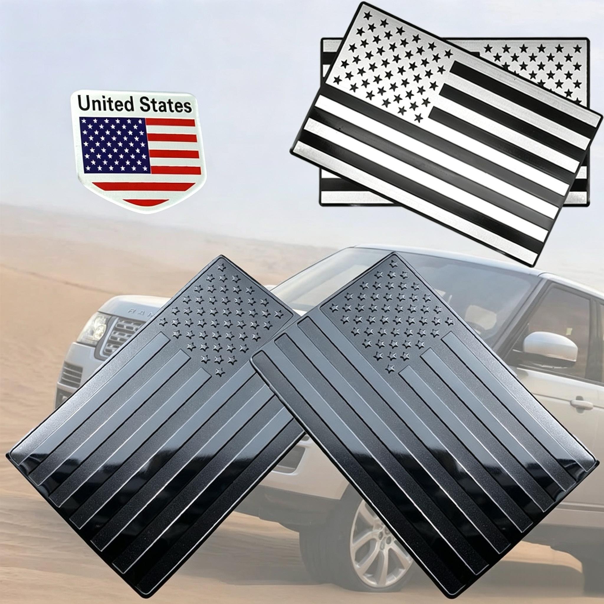 Embossed 3D Metal All Black American Flag Emblem Decal Stickers (5Pack), Matte Black 5" x 3" Patriotic USA US Flag Car Decals Bumper Stickers for Truck, Window, Motorcycle, Support US Military